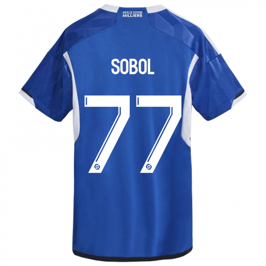 Børn Eduard Sobol #77 Blå Hjemmebane Spillertrøjer 2023/24 Trøje T-Shirt