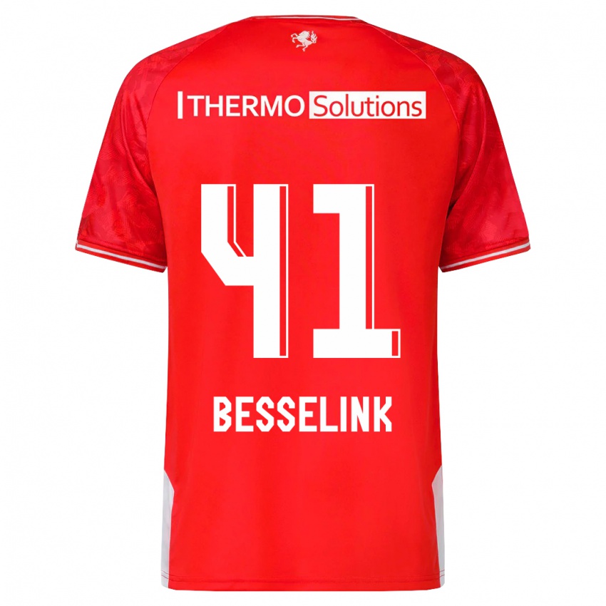 Børn Gijs Besselink #41 Rød Hjemmebane Spillertrøjer 2023/24 Trøje T-Shirt