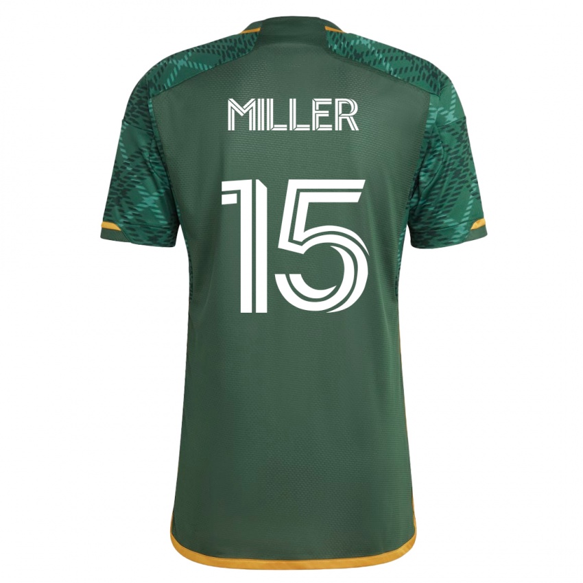 Børn Eric Miller #15 Grøn Hjemmebane Spillertrøjer 2023/24 Trøje T-Shirt