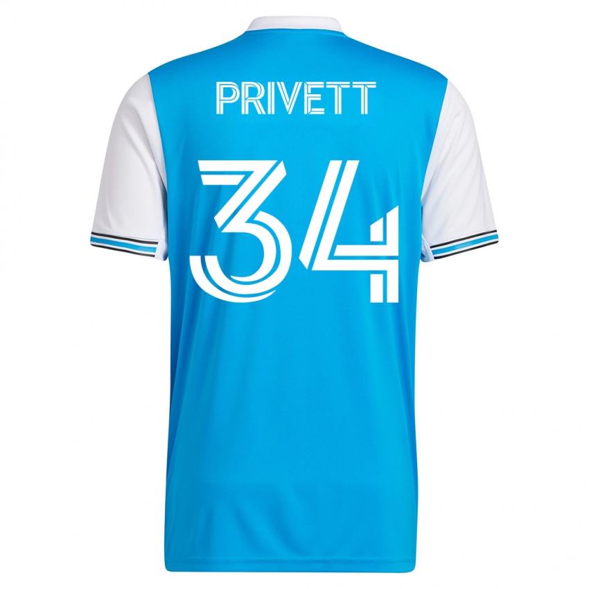 Børn Andrew Privett #34 Blå Hjemmebane Spillertrøjer 2023/24 Trøje T-Shirt