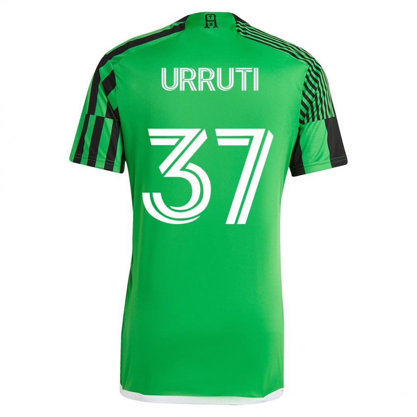 Børn Maximiliano Urruti #37 Grøn Sort Hjemmebane Spillertrøjer 2023/24 Trøje T-Shirt
