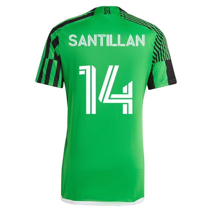 Børn Jonathan Santillan #14 Grøn Sort Hjemmebane Spillertrøjer 2023/24 Trøje T-Shirt