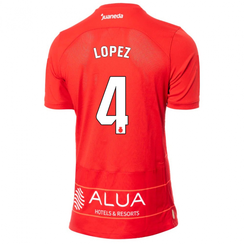 Børn David López #4 Rød Hjemmebane Spillertrøjer 2023/24 Trøje T-Shirt