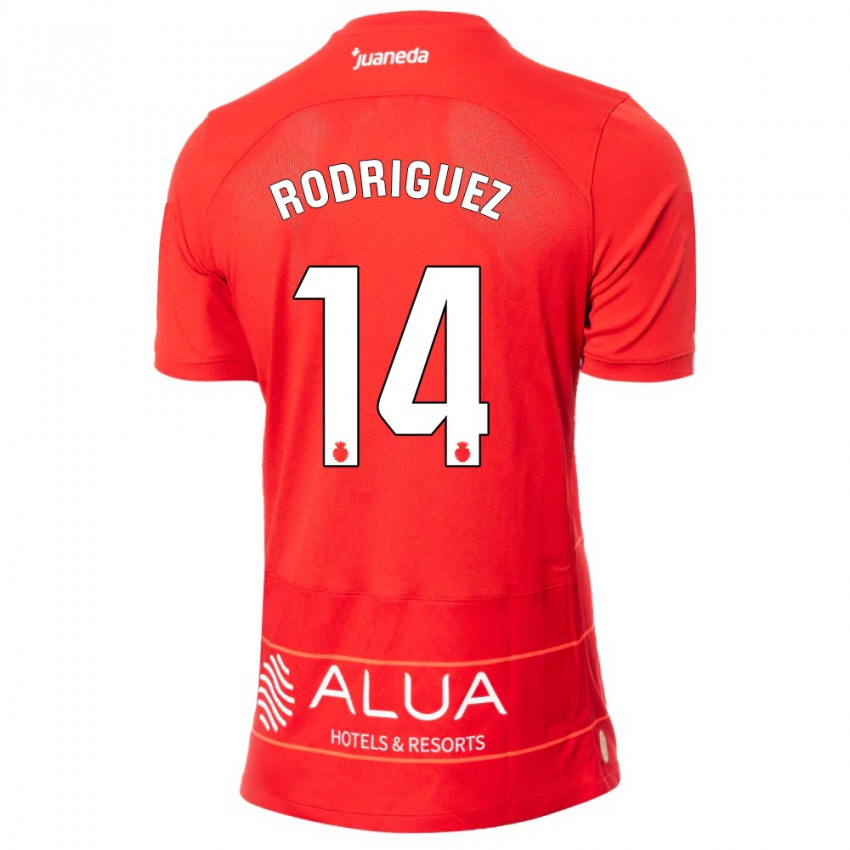 Børn Diego Rodríguez #14 Rød Hjemmebane Spillertrøjer 2023/24 Trøje T-Shirt