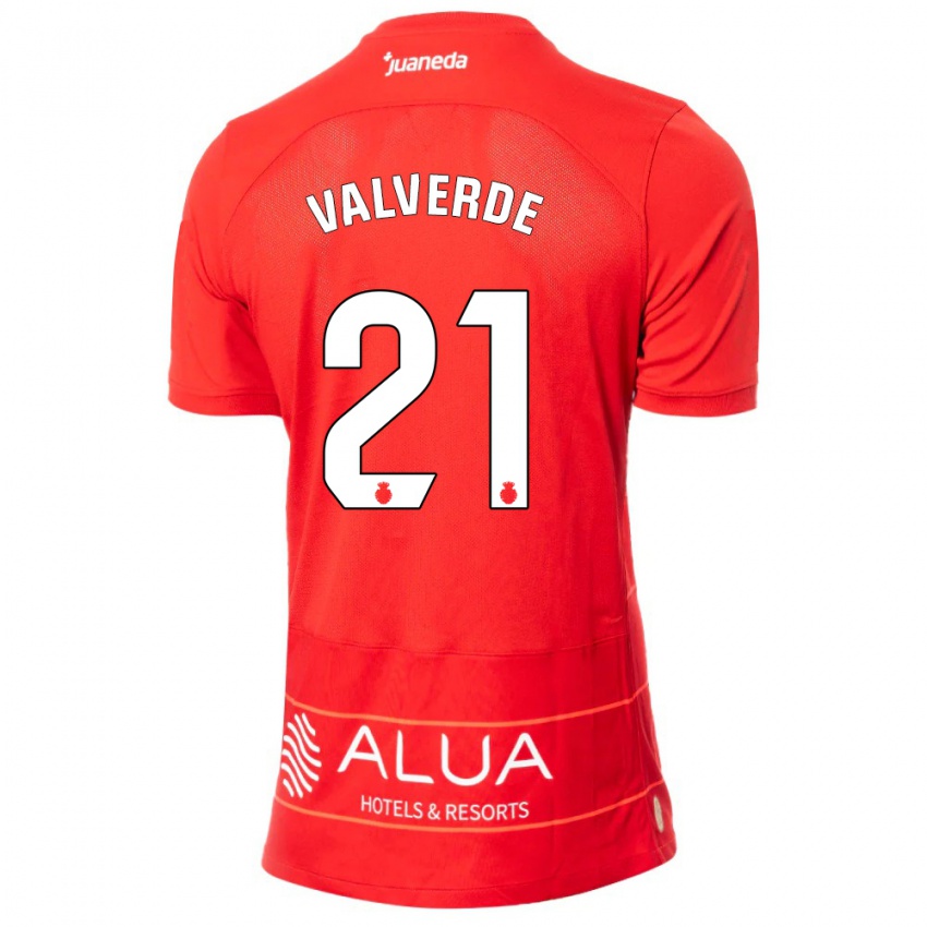 Børn David Valverde #21 Rød Hjemmebane Spillertrøjer 2023/24 Trøje T-Shirt