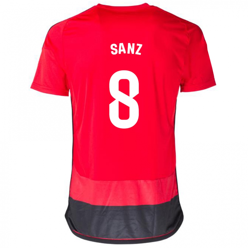 Børn Álvaro Sanz #8 Rød Sort Hjemmebane Spillertrøjer 2023/24 Trøje T-Shirt