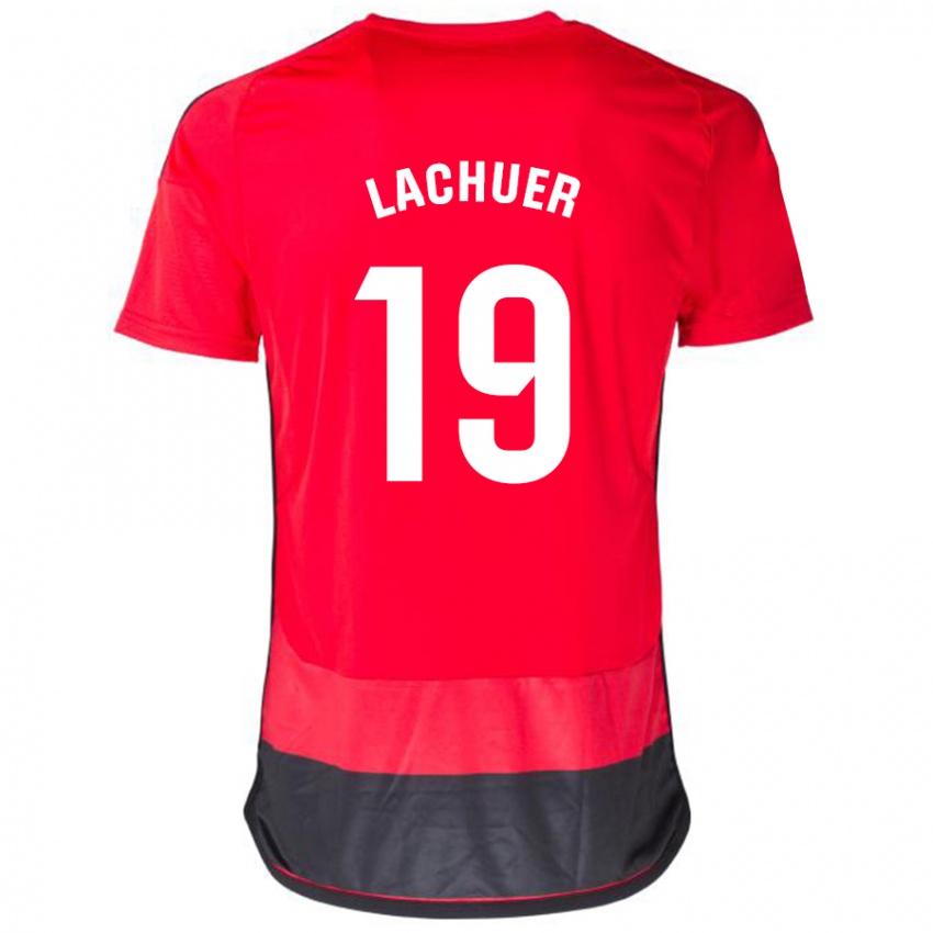 Børn Mathis Lachuer #19 Rød Sort Hjemmebane Spillertrøjer 2023/24 Trøje T-Shirt