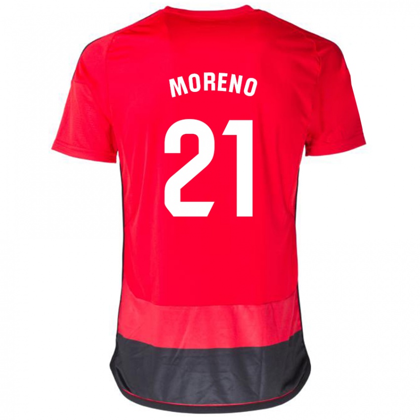 Børn Diego Moreno #21 Rød Sort Hjemmebane Spillertrøjer 2023/24 Trøje T-Shirt