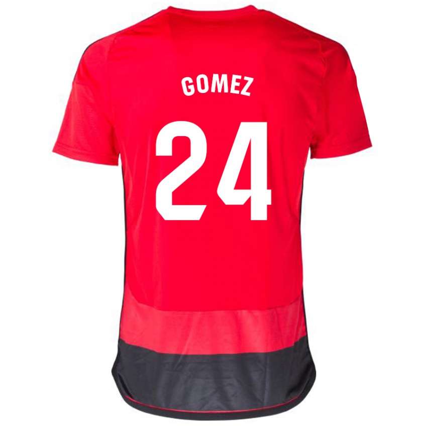 Børn Jonathan Gómez #24 Rød Sort Hjemmebane Spillertrøjer 2023/24 Trøje T-Shirt