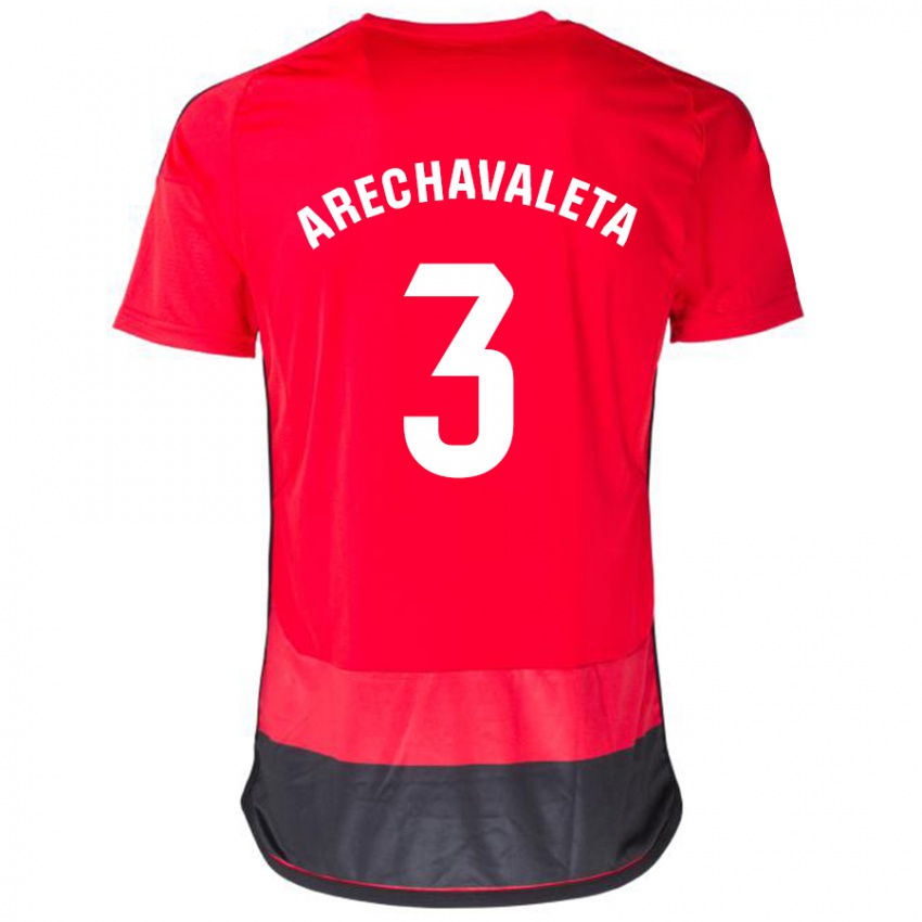 Børn Jorge Arechavaleta #3 Rød Sort Hjemmebane Spillertrøjer 2023/24 Trøje T-Shirt