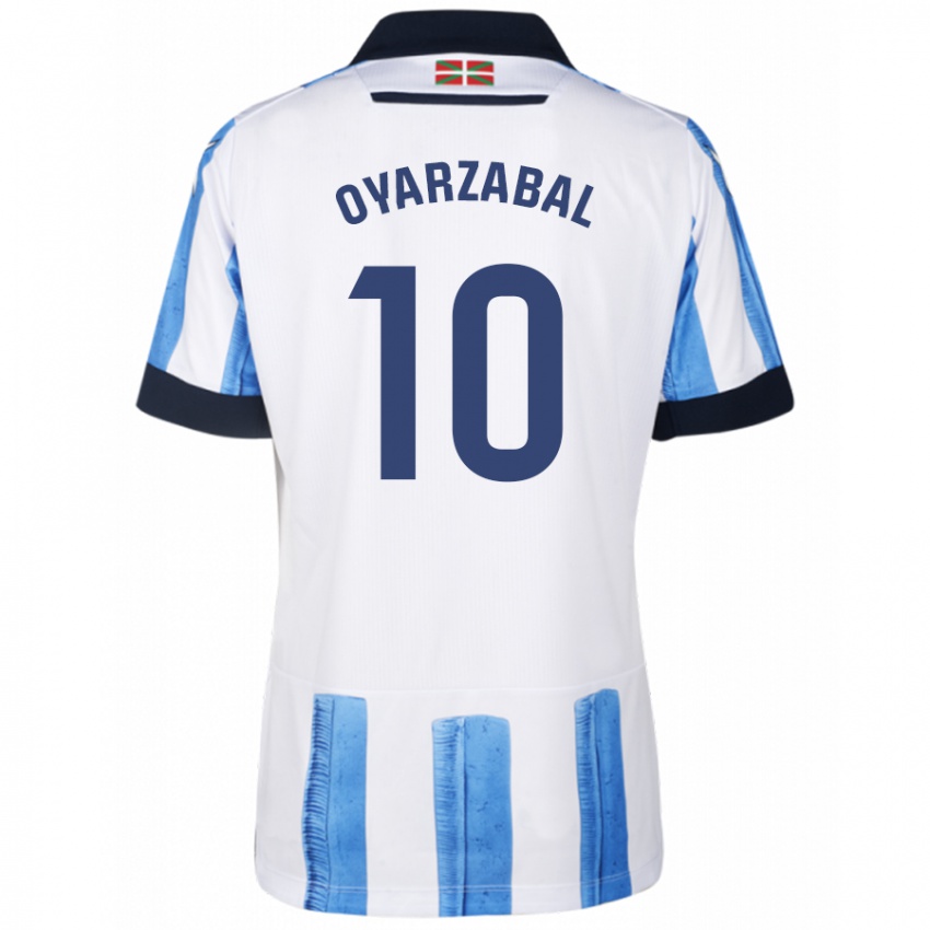 Børn Mikel Oyarzabal #10 Blå Hvid Hjemmebane Spillertrøjer 2023/24 Trøje T-Shirt