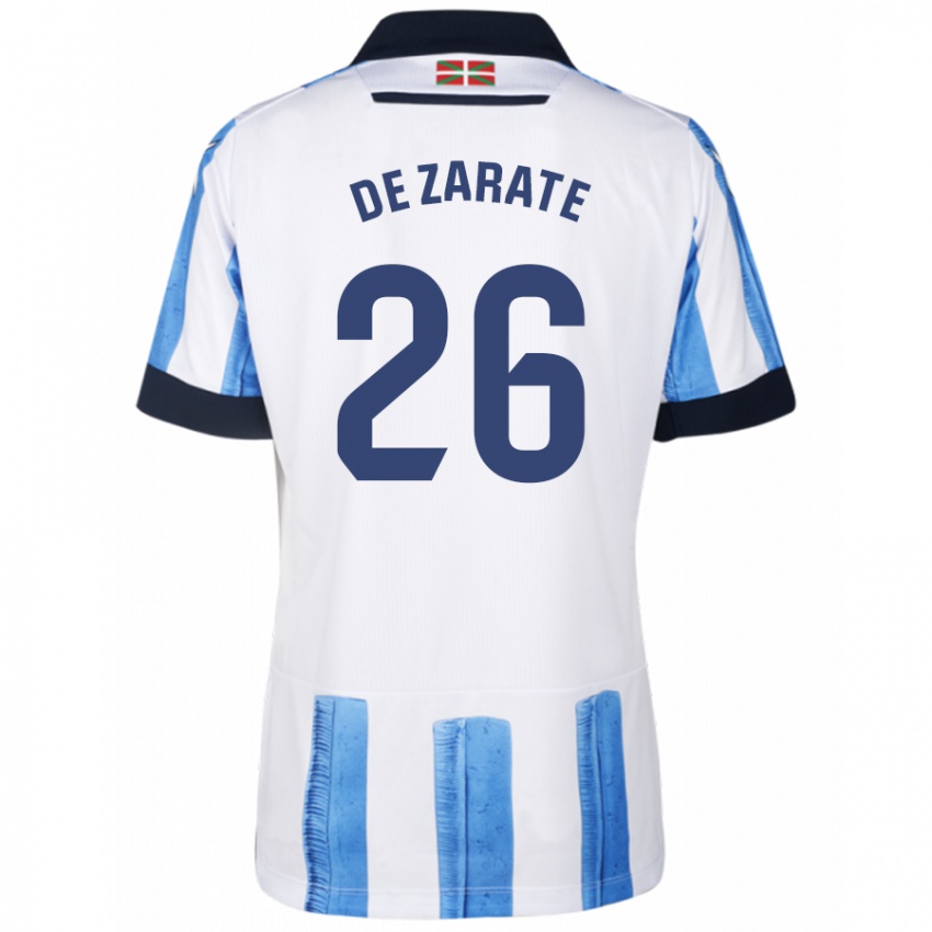 Børn Urko González De Zarate #26 Blå Hvid Hjemmebane Spillertrøjer 2023/24 Trøje T-Shirt
