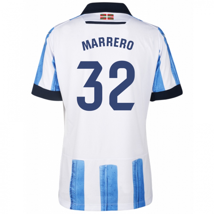 Børn Unai Marrero #32 Blå Hvid Hjemmebane Spillertrøjer 2023/24 Trøje T-Shirt