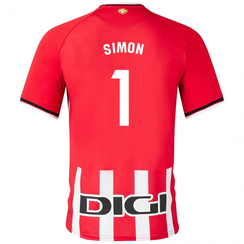 Børn Unai Simón #1 Rød Hjemmebane Spillertrøjer 2023/24 Trøje T-Shirt