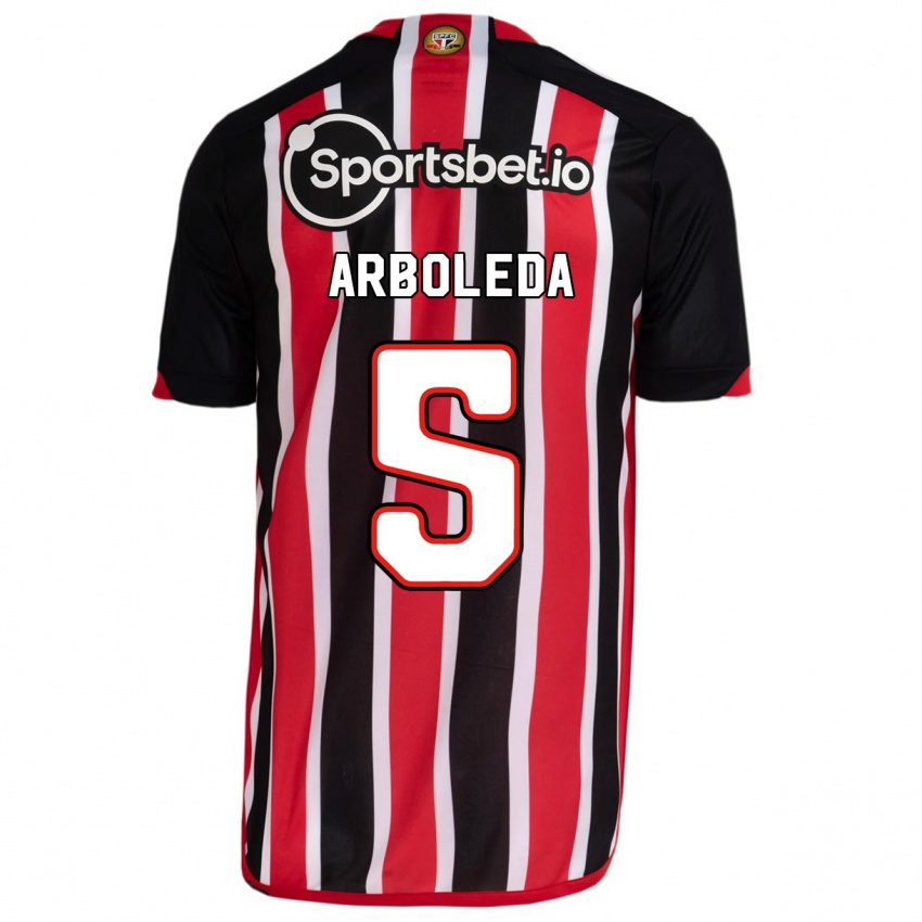 Børn Robert Arboleda #5 Blå Rød Udebane Spillertrøjer 2023/24 Trøje T-Shirt