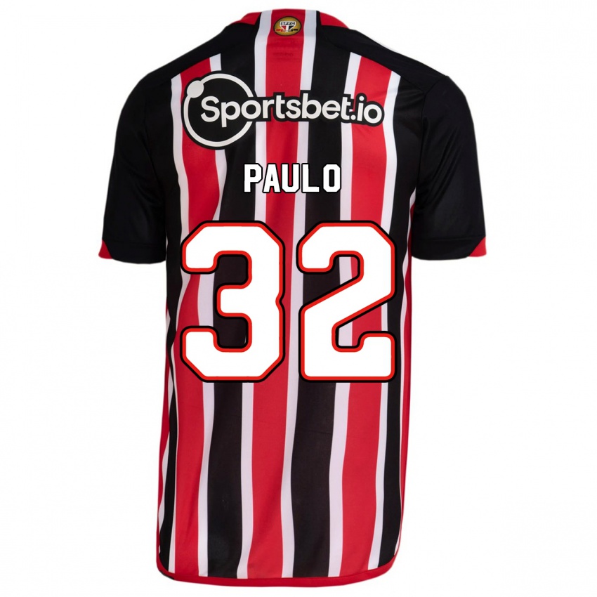 Børn Marcos Paulo #32 Blå Rød Udebane Spillertrøjer 2023/24 Trøje T-Shirt