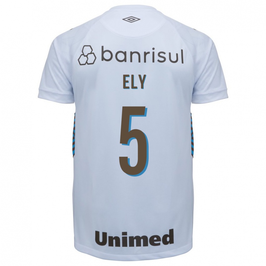Børn Rodrigo Ely #5 Hvid Udebane Spillertrøjer 2023/24 Trøje T-Shirt