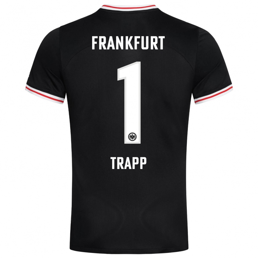 Børn Kevin Trapp #1 Sort Udebane Spillertrøjer 2023/24 Trøje T-Shirt