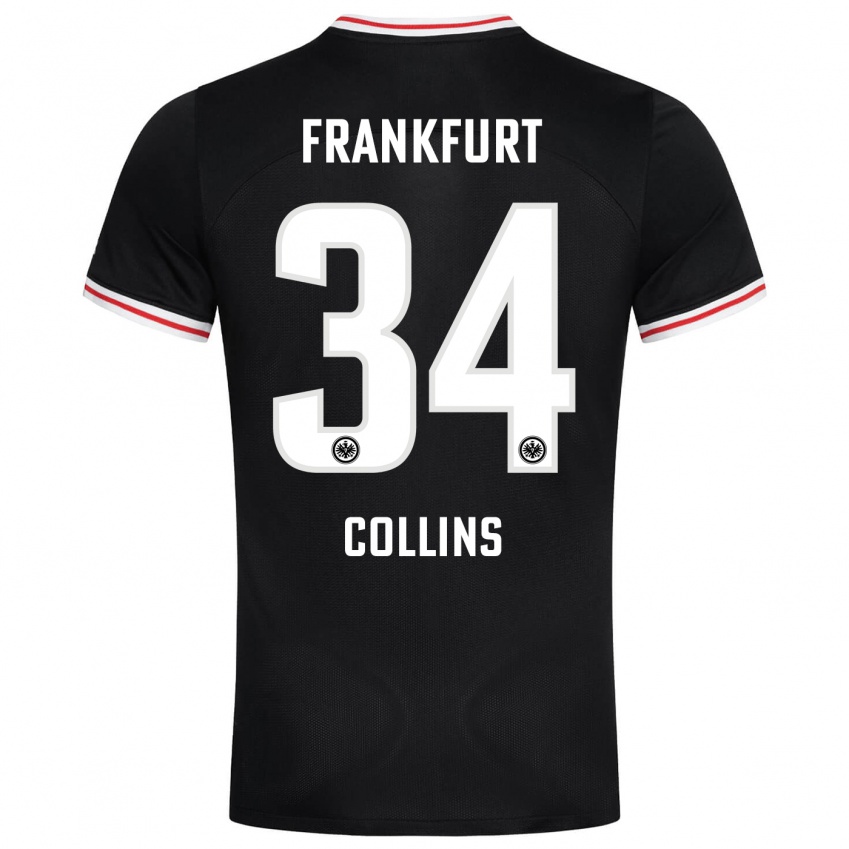 Børn Nnamdi Collins #34 Sort Udebane Spillertrøjer 2023/24 Trøje T-Shirt