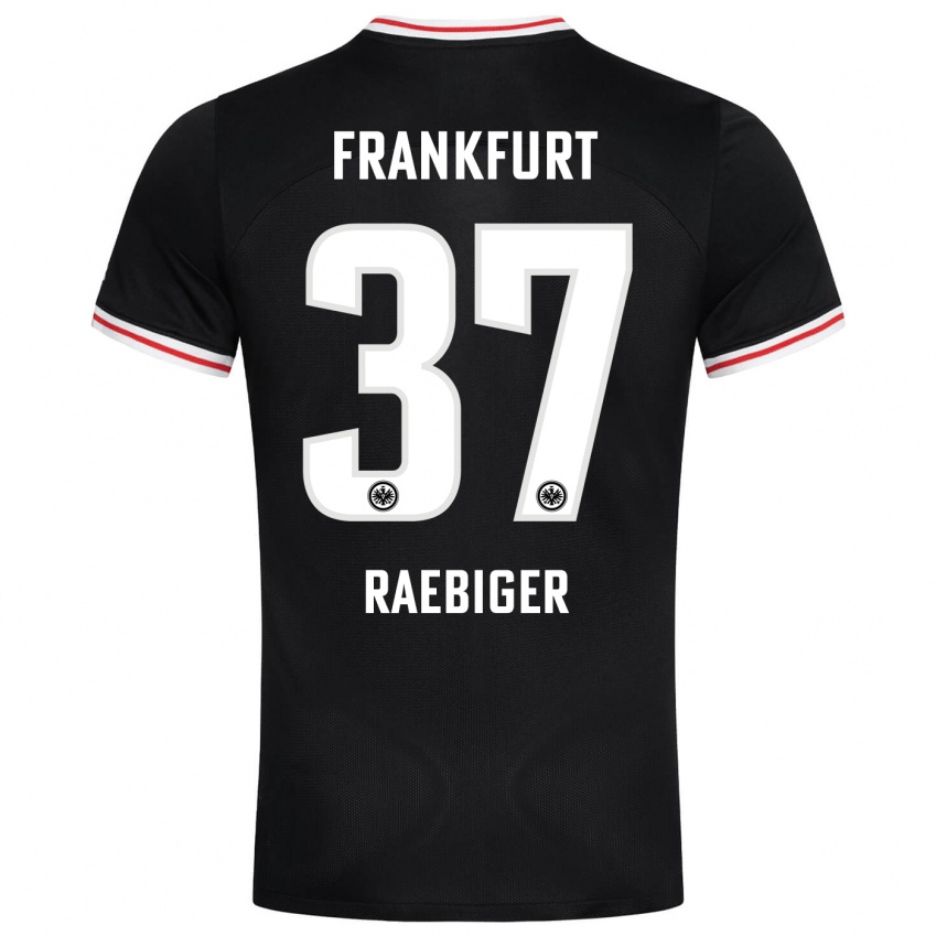 Børn Sidney Raebiger #37 Sort Udebane Spillertrøjer 2023/24 Trøje T-Shirt