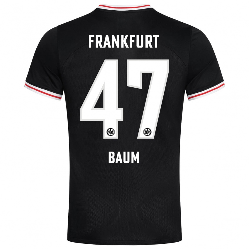Børn Elias Baum #47 Sort Udebane Spillertrøjer 2023/24 Trøje T-Shirt