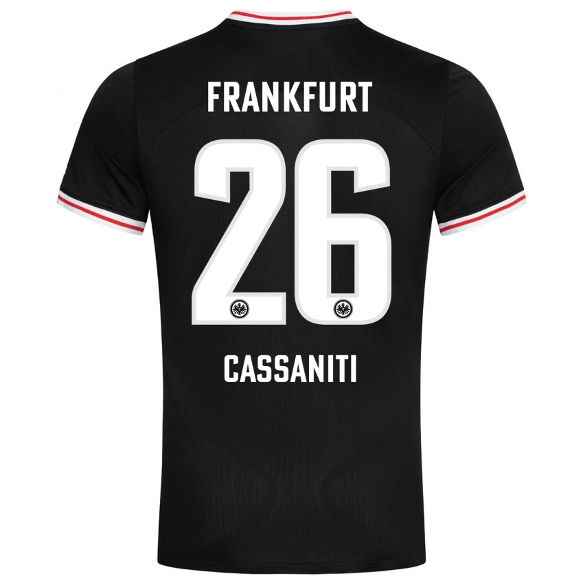 Børn Nino Cassaniti #26 Sort Udebane Spillertrøjer 2023/24 Trøje T-Shirt
