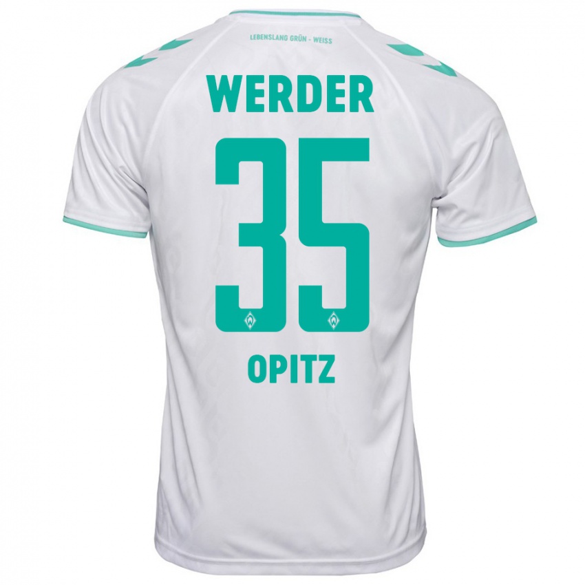 Børn Leon Opitz #35 Hvid Udebane Spillertrøjer 2023/24 Trøje T-Shirt