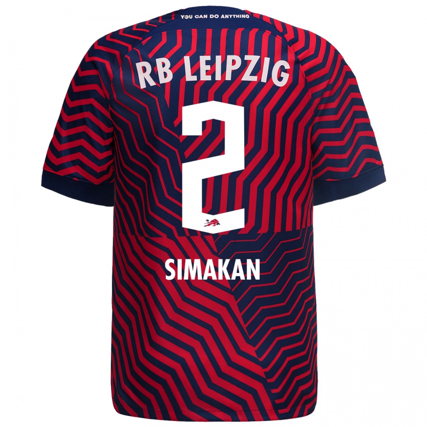 Børn Mohamed Simakan #2 Blå Rød Udebane Spillertrøjer 2023/24 Trøje T-Shirt