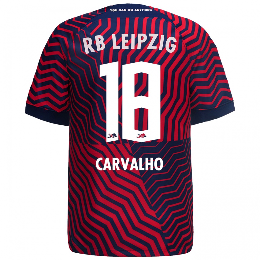 Børn Fabio Carvalho #18 Blå Rød Udebane Spillertrøjer 2023/24 Trøje T-Shirt