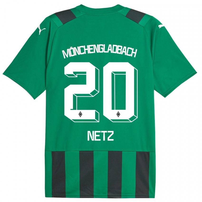 Børn Luca Netz #20 Sort Grøn Udebane Spillertrøjer 2023/24 Trøje T-Shirt