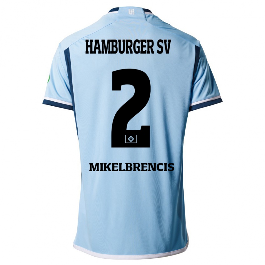 Børn William Mikelbrencis #2 Blå Udebane Spillertrøjer 2023/24 Trøje T-Shirt