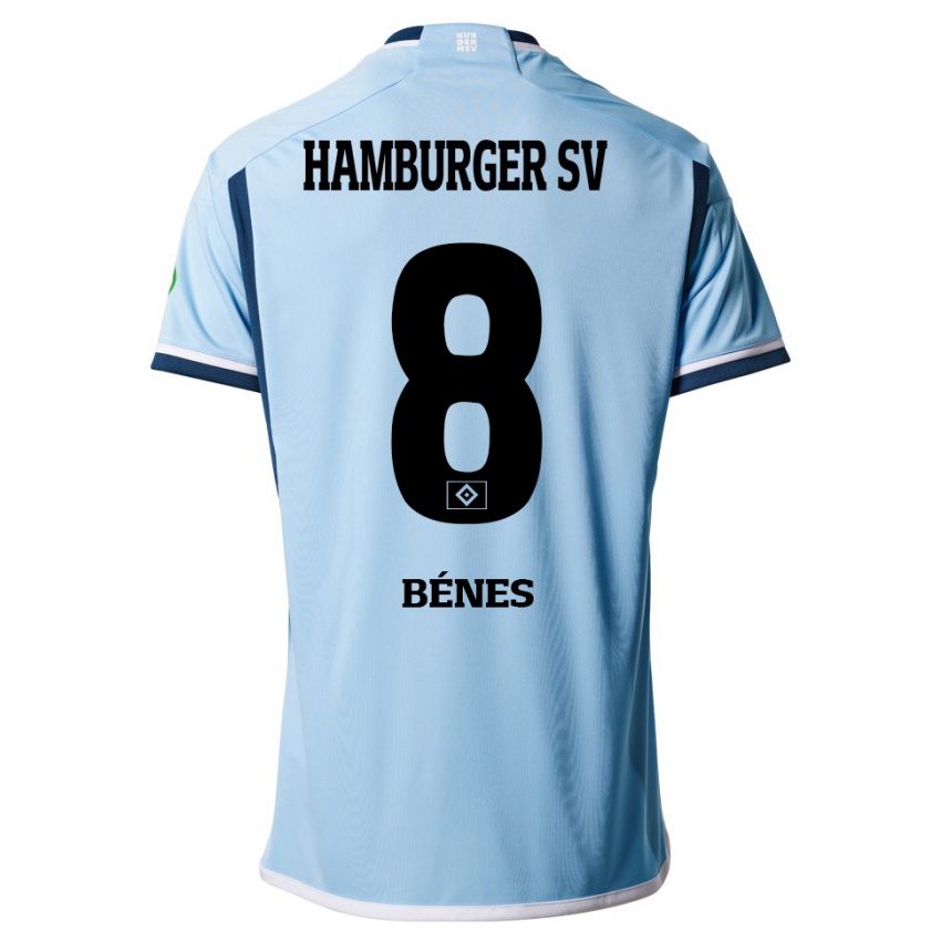 Børn László Bénes #8 Blå Udebane Spillertrøjer 2023/24 Trøje T-Shirt