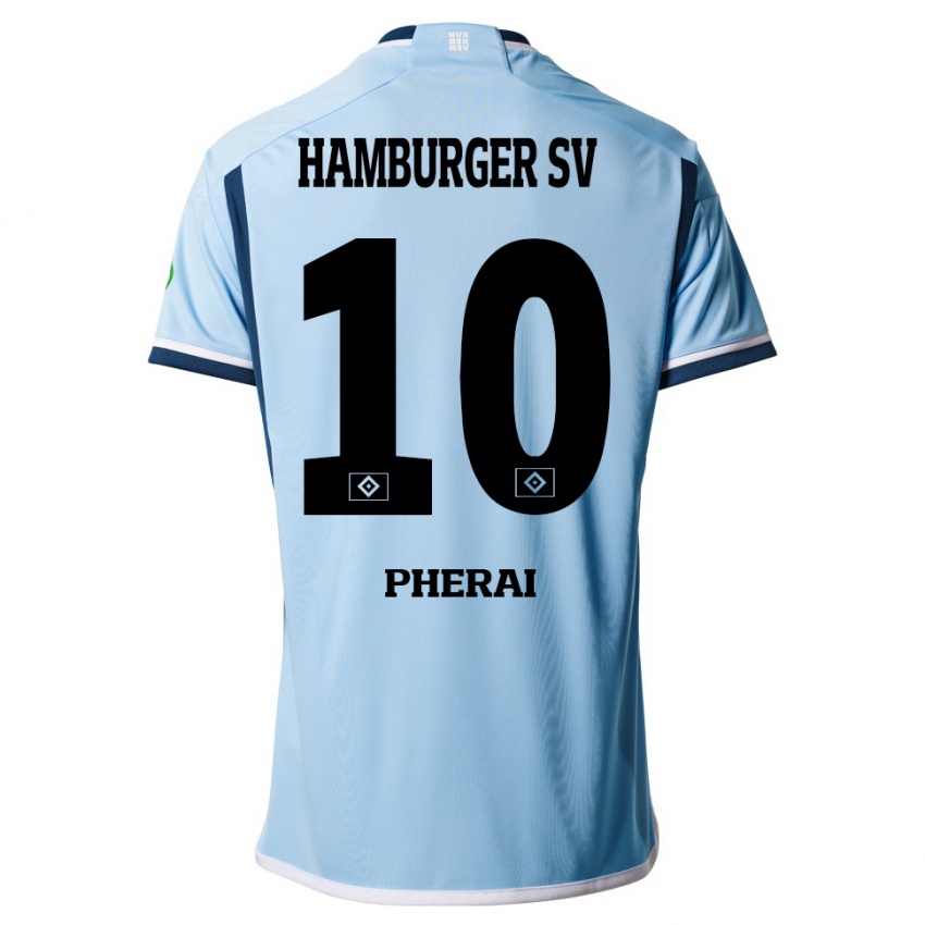 Børn Immanuel Pherai #10 Blå Udebane Spillertrøjer 2023/24 Trøje T-Shirt