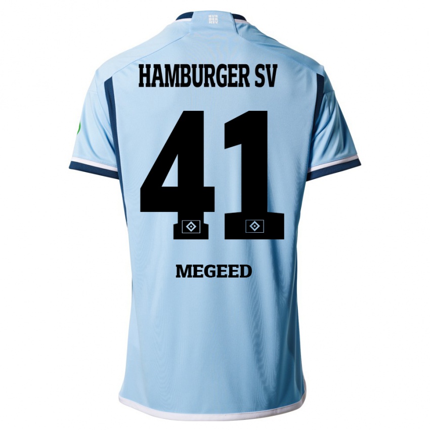 Børn Omar Megeed #41 Blå Udebane Spillertrøjer 2023/24 Trøje T-Shirt