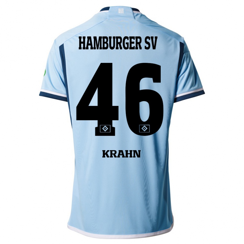 Børn Elijah Krahn #46 Blå Udebane Spillertrøjer 2023/24 Trøje T-Shirt