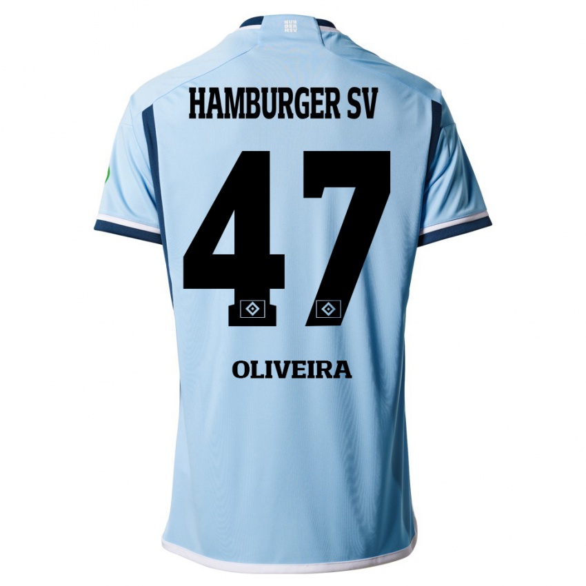 Børn Nicolas Oliveira #47 Blå Udebane Spillertrøjer 2023/24 Trøje T-Shirt