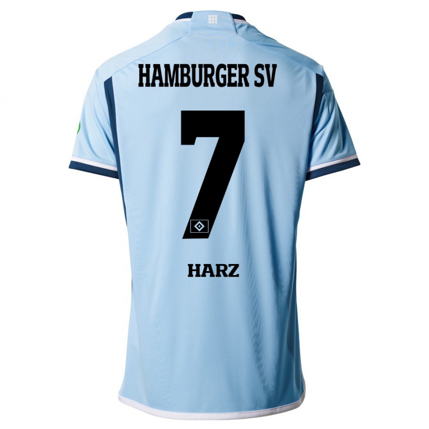 Børn Theo Harz #7 Blå Udebane Spillertrøjer 2023/24 Trøje T-Shirt