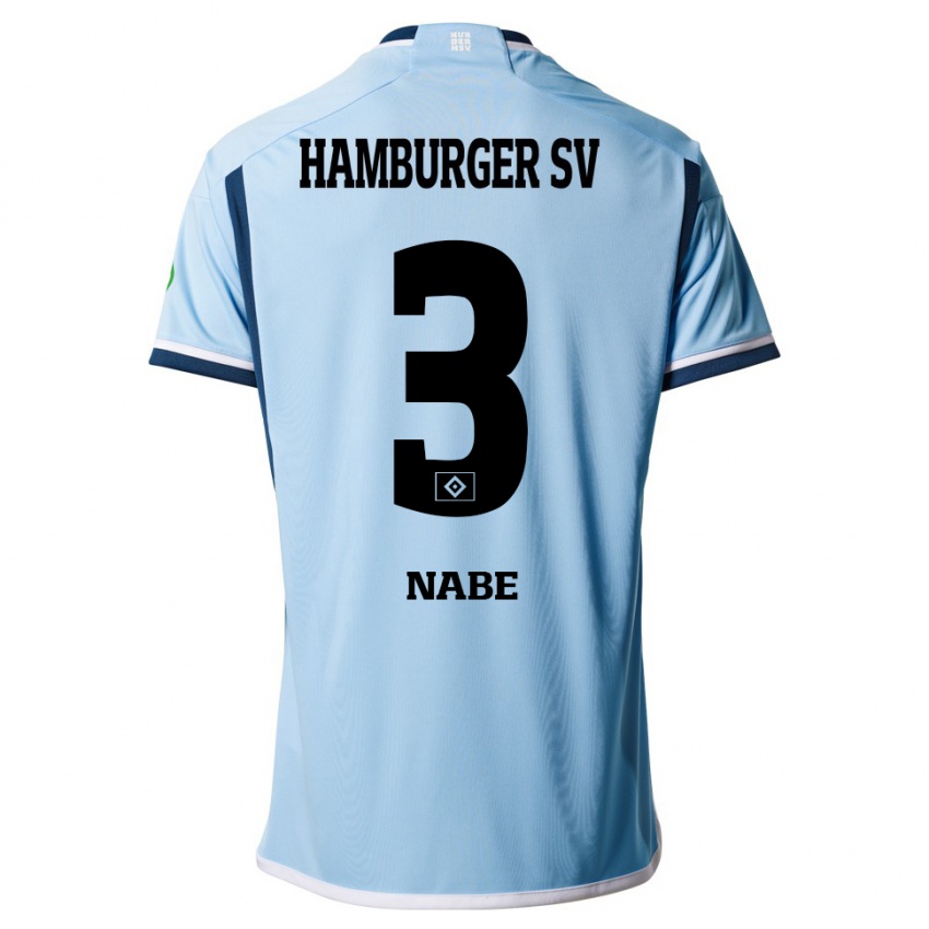 Børn Jamal Nabe #3 Blå Udebane Spillertrøjer 2023/24 Trøje T-Shirt