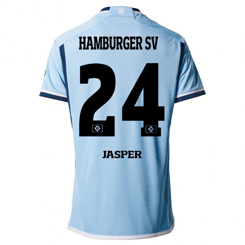 Børn Jan-Lukas Jasper #24 Blå Udebane Spillertrøjer 2023/24 Trøje T-Shirt