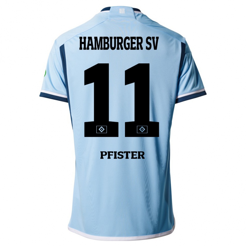 Børn Edward Pfister #11 Blå Udebane Spillertrøjer 2023/24 Trøje T-Shirt