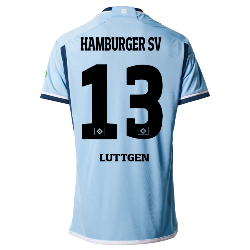 Børn Lasse Lüttgen #13 Blå Udebane Spillertrøjer 2023/24 Trøje T-Shirt