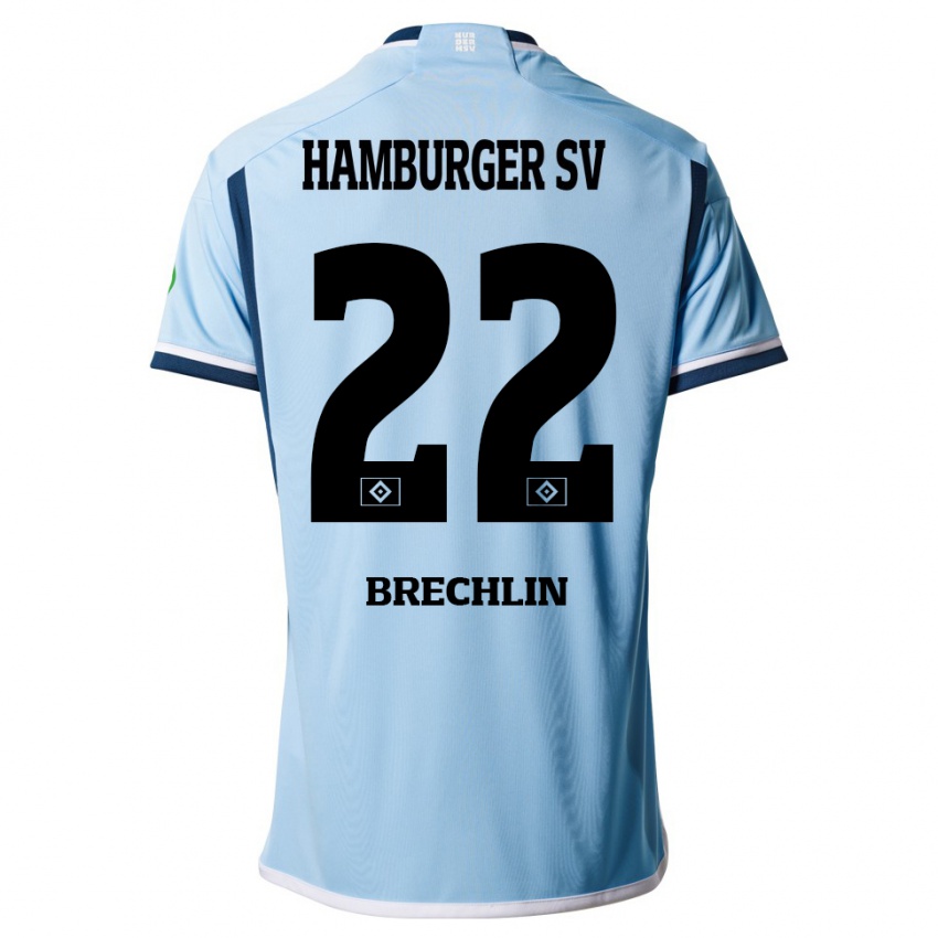 Børn Bjarne Brechlin #22 Blå Udebane Spillertrøjer 2023/24 Trøje T-Shirt