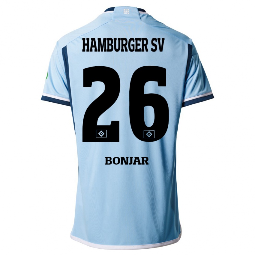 Børn Amir Bonjar #26 Blå Udebane Spillertrøjer 2023/24 Trøje T-Shirt