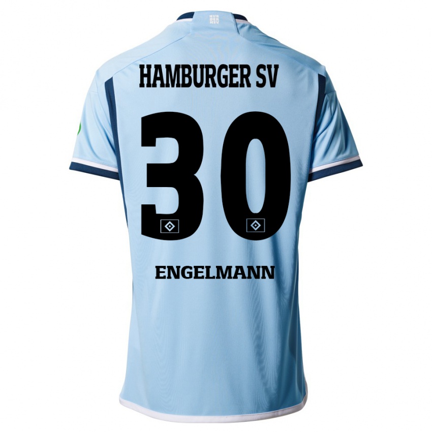 Børn Timon Engelmann #30 Blå Udebane Spillertrøjer 2023/24 Trøje T-Shirt