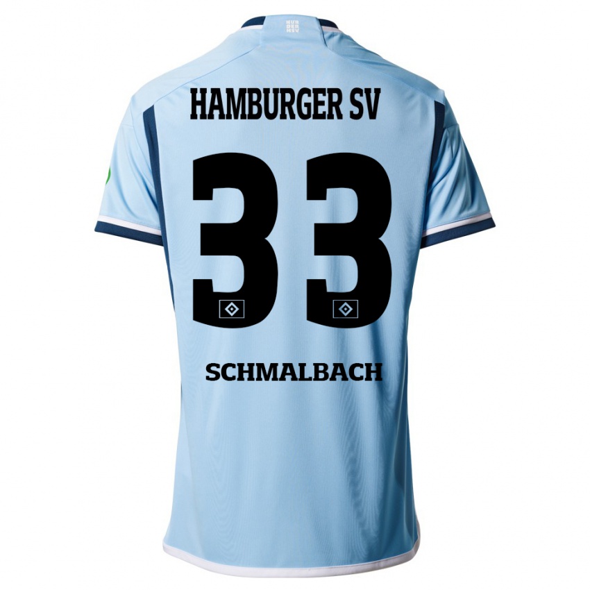 Børn Sebastian Schmalbach #33 Blå Udebane Spillertrøjer 2023/24 Trøje T-Shirt