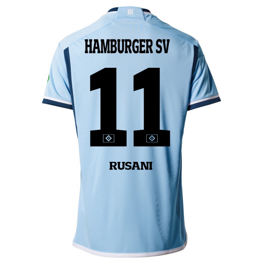 Børn Yasin Rusani #11 Blå Udebane Spillertrøjer 2023/24 Trøje T-Shirt