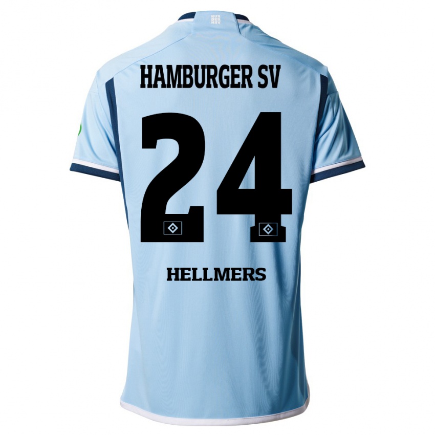 Børn Maximilian Hellmers #24 Blå Udebane Spillertrøjer 2023/24 Trøje T-Shirt