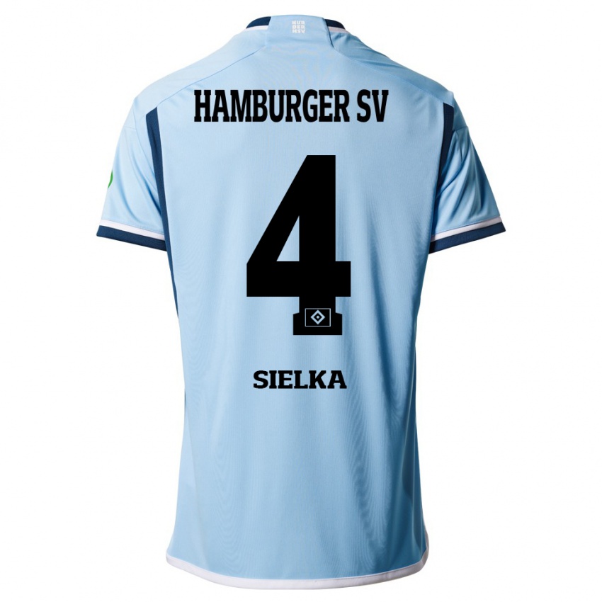 Børn Michelle Sielka #4 Blå Udebane Spillertrøjer 2023/24 Trøje T-Shirt