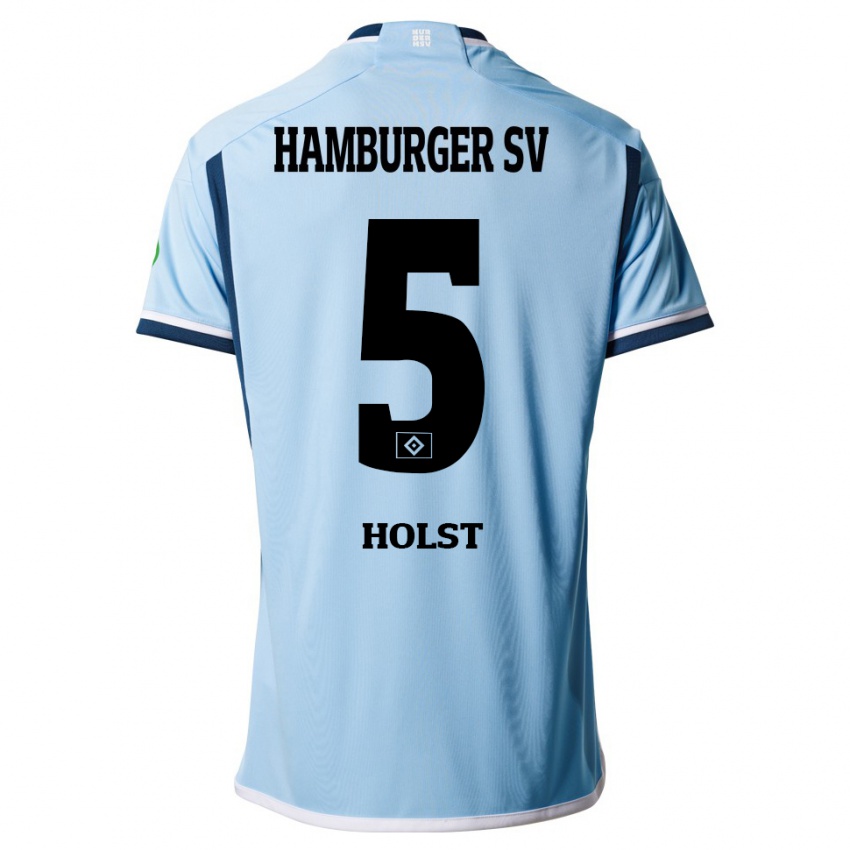 Børn Evelyn Holst #5 Blå Udebane Spillertrøjer 2023/24 Trøje T-Shirt