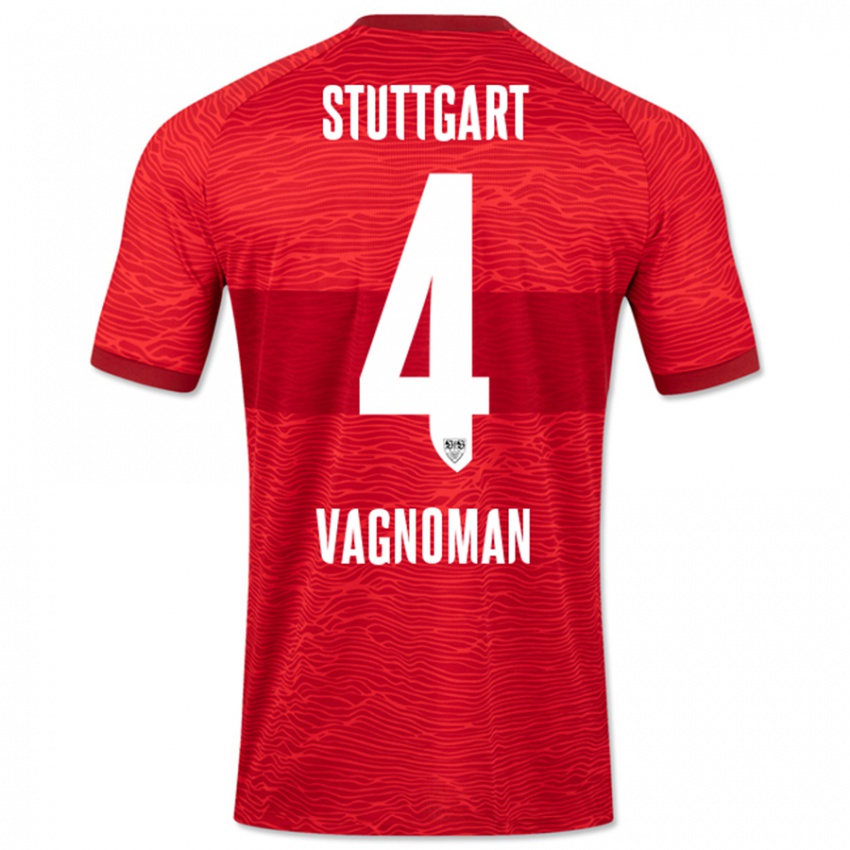 Børn Josha Vagnoman #4 Rød Udebane Spillertrøjer 2023/24 Trøje T-Shirt